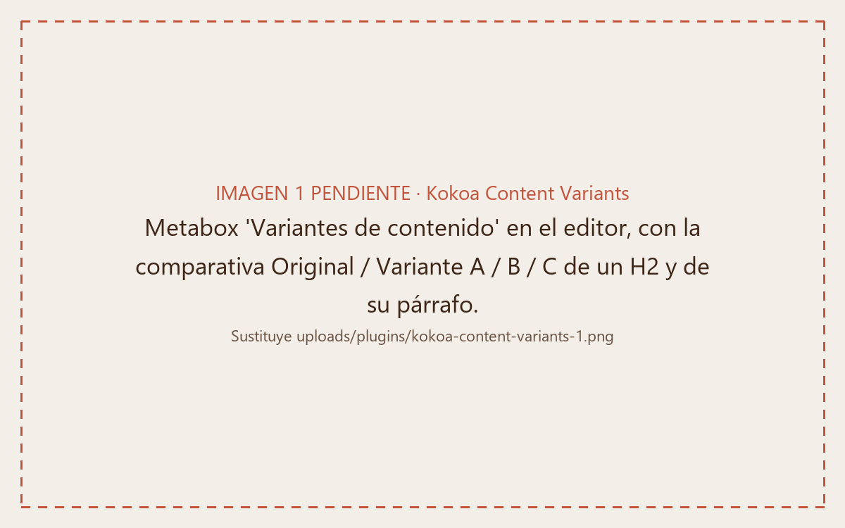 Content variants panel in the WordPress editor with an original heading and three rewordings
