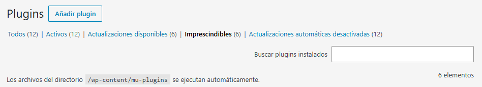 The Must-Use tab in the WordPress plugins list, noting that files in /wp-content/mu-plugins run automatically