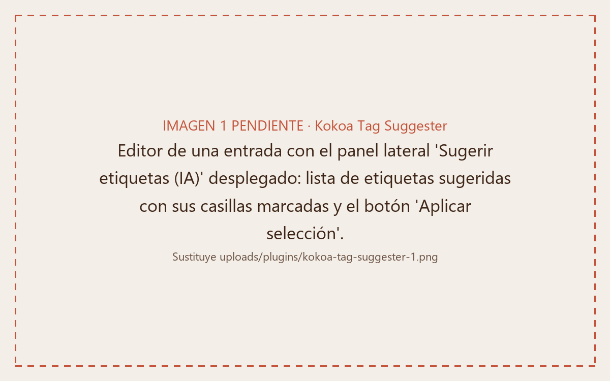 Suggest tags (AI) panel in the WordPress editor with Gemini's proposed tags ready to apply