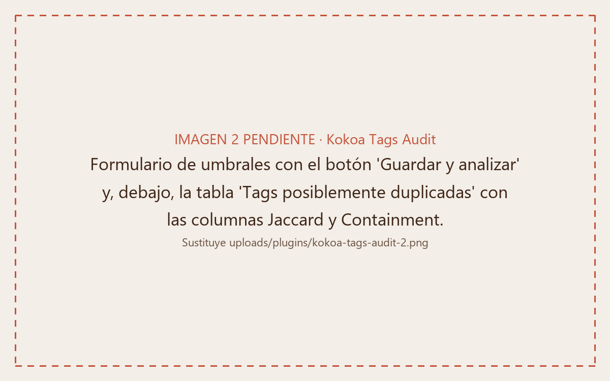 Kokoa Tags Audit thresholds and the table of likely duplicate tags